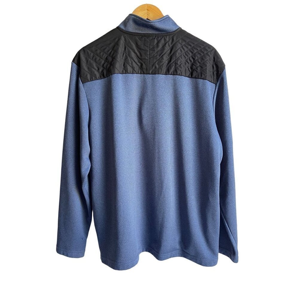 Ben Hogan Golf Size Large Blue Black Performance 1/4 Zip Pullover Fleece Jacket - Picture 2 of 8